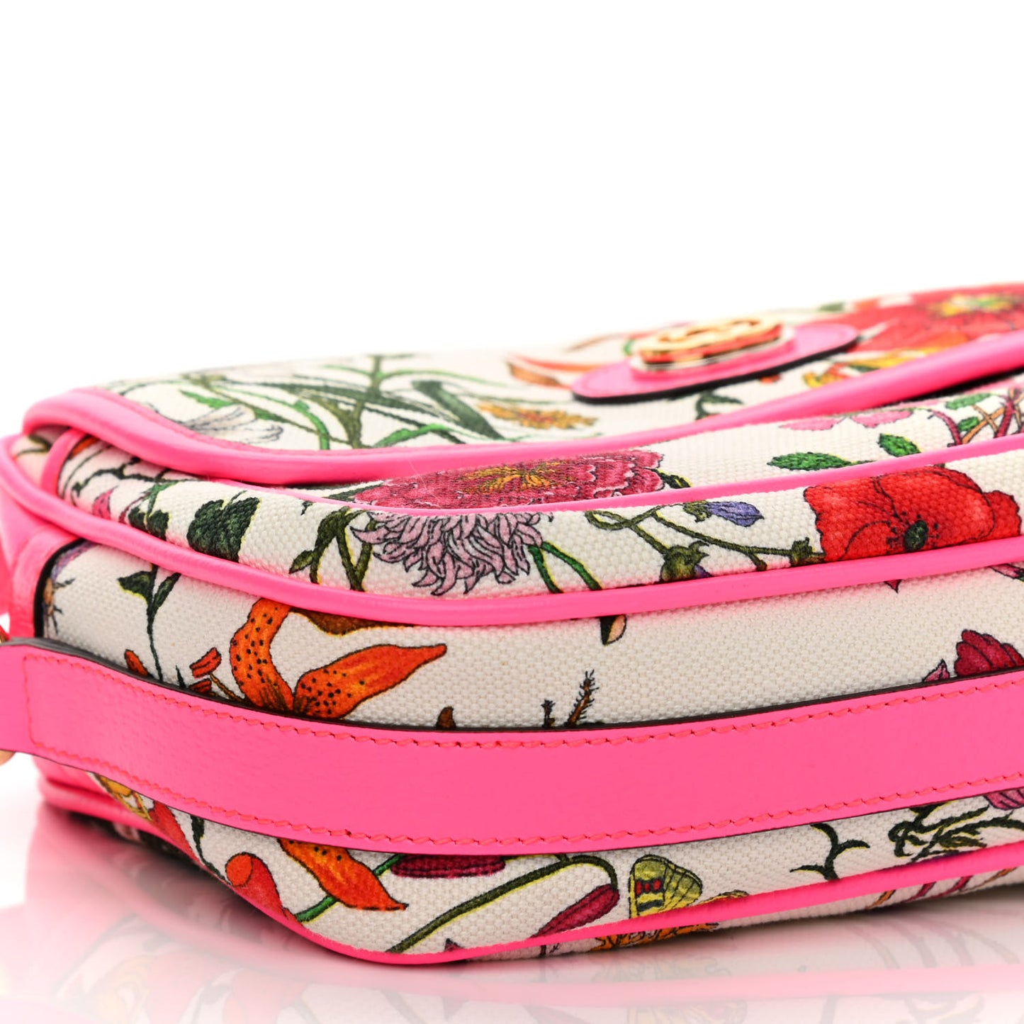Canvas Flora Floral Shoulder Bag White Fuchsia Fluo