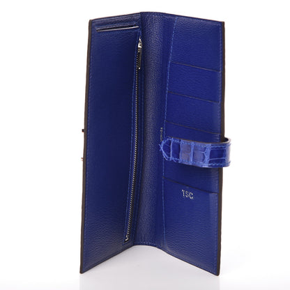 Hermes Shiny Alligator Bearn Wallet Bleu Electrique 5 of 9