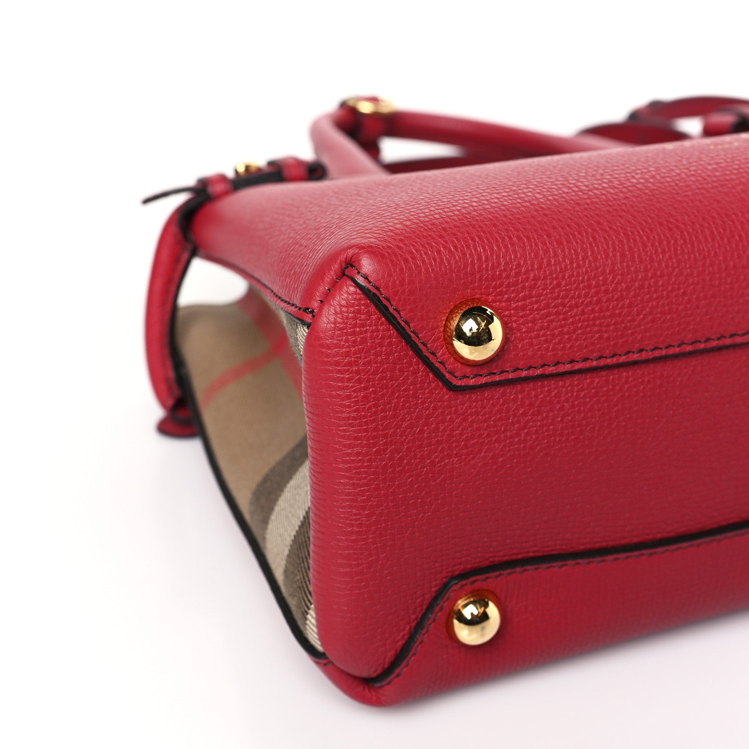 Burberry Grainy Calfskin House Check Small Banner Tote Red 7 of 8