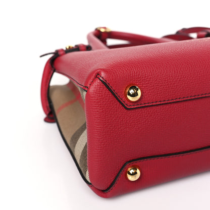 Burberry Grainy Calfskin House Check Small Banner Tote Red 7 of 8