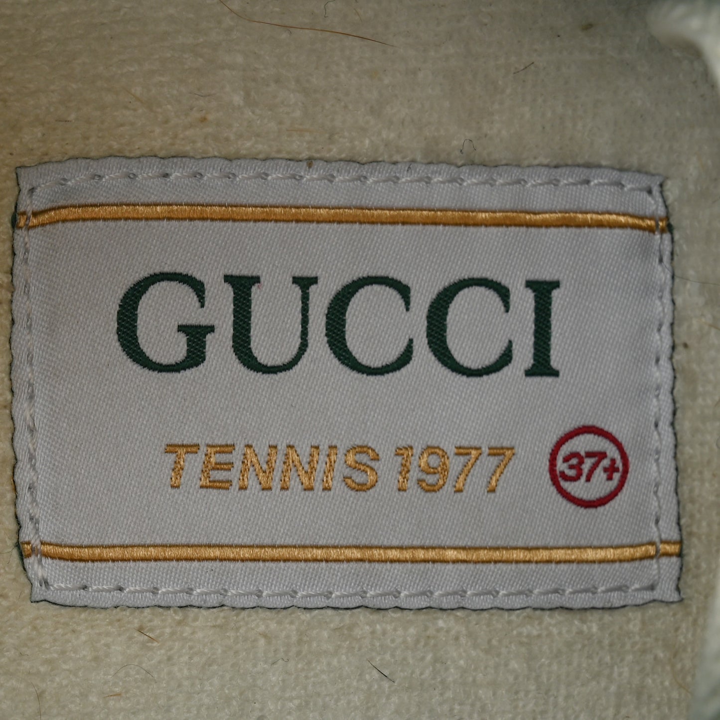 New Denim GG Monogram Web Womens 1977 Tennis Sneakers 37.5 Blue Tea Mystic White