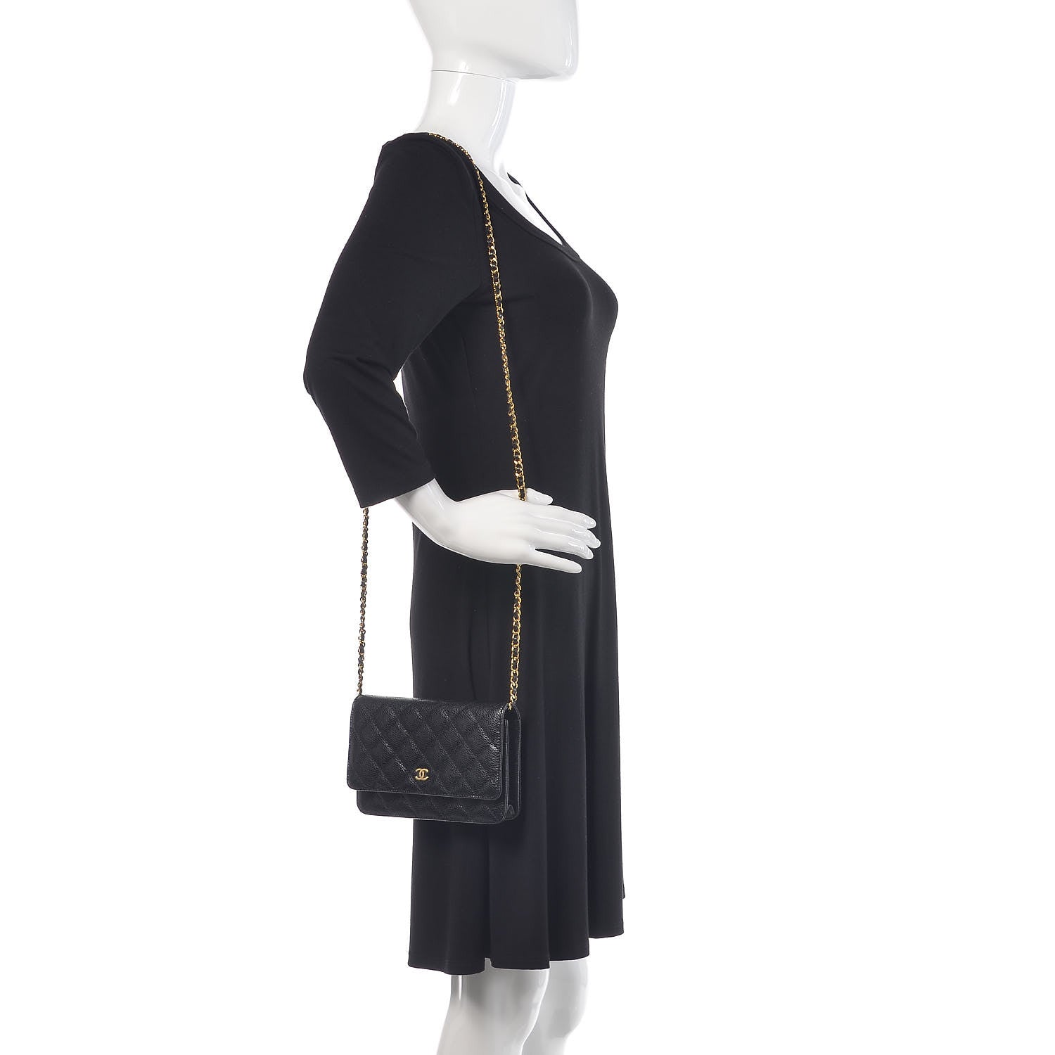 Chanel Caviar Quilted Wallet On Chain WOC Black 2 of 12