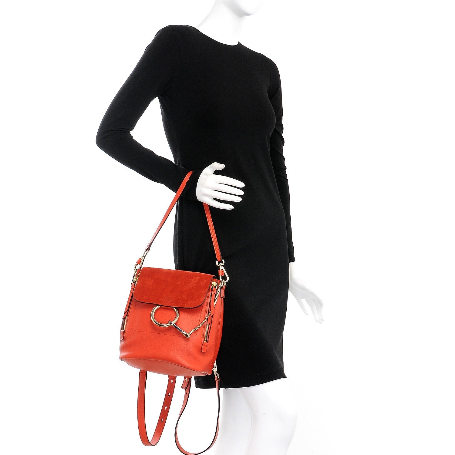 Chloe Suede Calfskin Small Faye Backpack Sepia Red 2 of 9