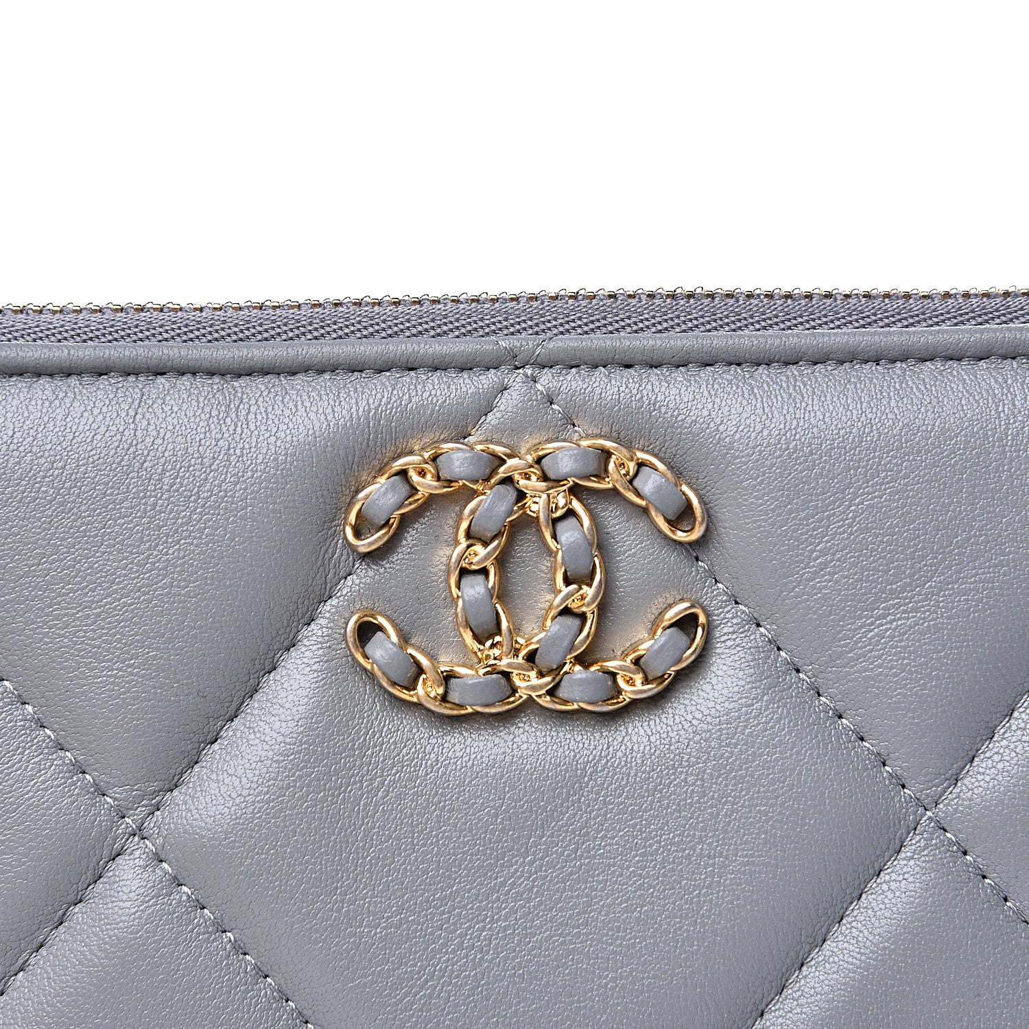 Chanel Goatskin Quilted 19 Cosmetic Case Grey 7 of 8