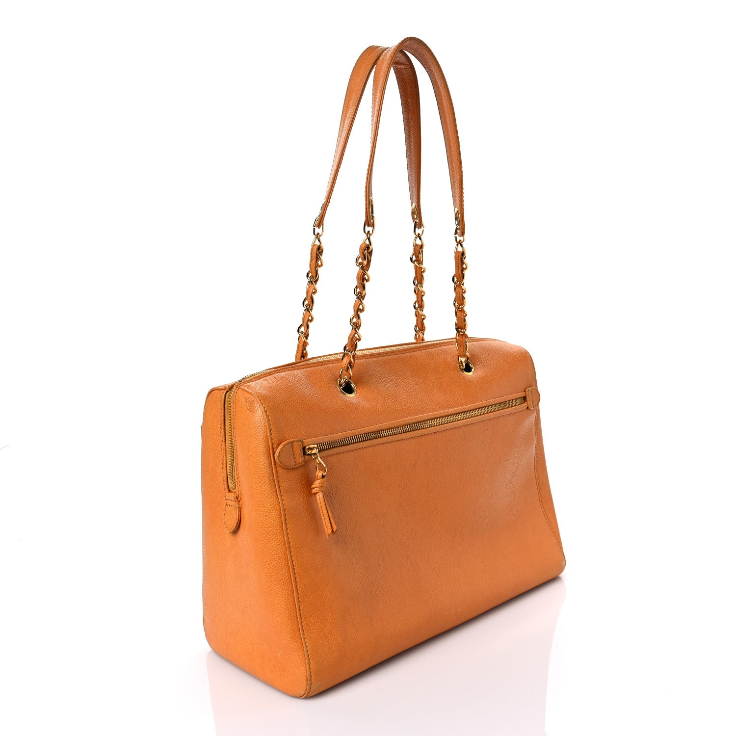Chanel Caviar Large CC Shoulder Bag Orange 2 of 14