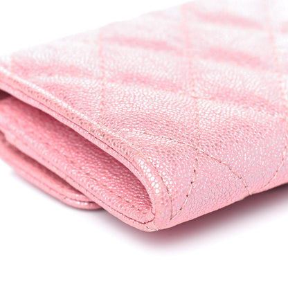 Chanel Iridescent Caviar Quilted Flap Card Holder Rose Pink 12 of 14