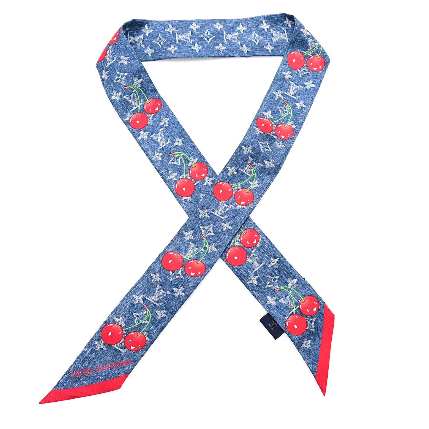 LV X TM Silk Monogram Cerises Bandeau  Denim Blue