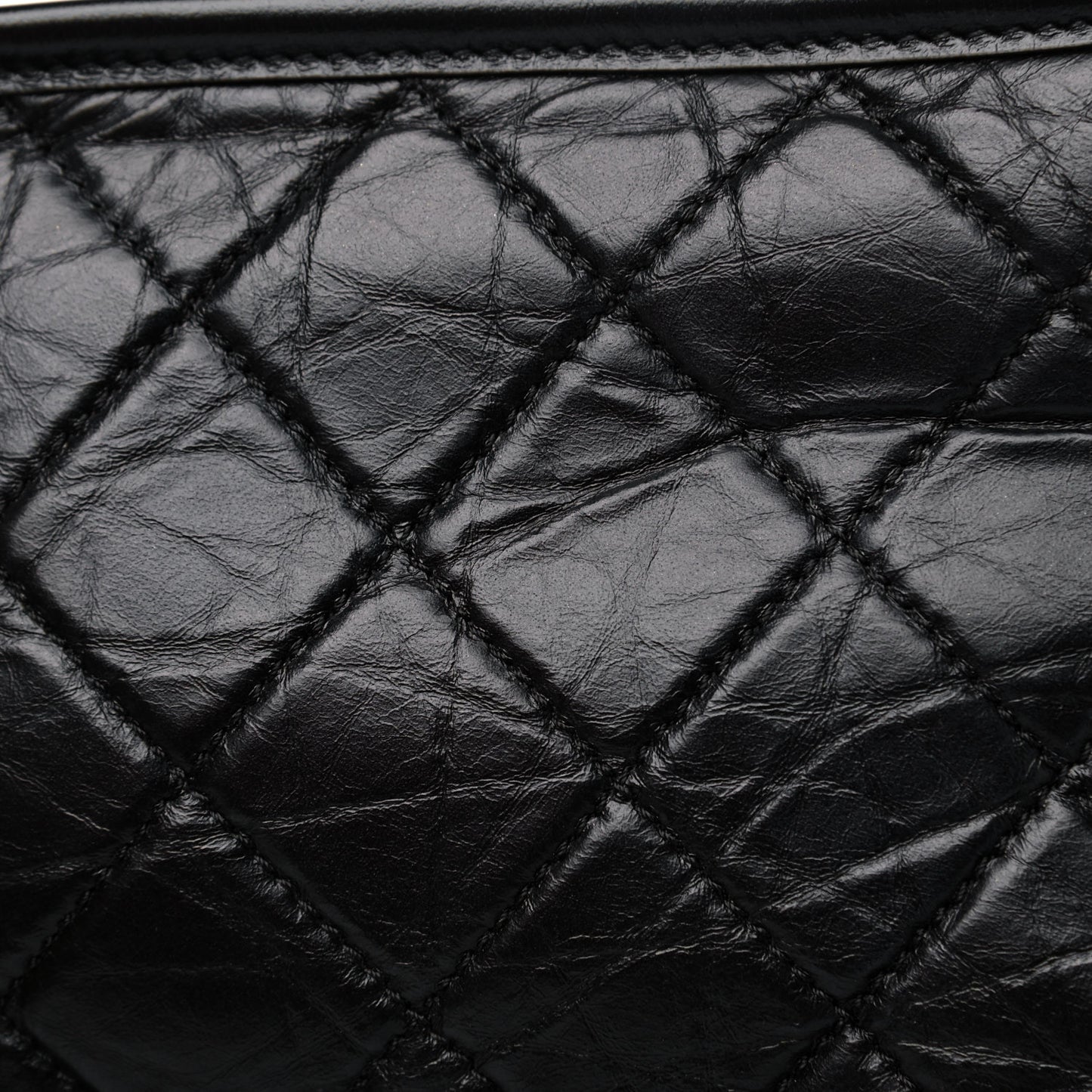 Aged Calfskin Quilted Small Gabrielle Hobo Black