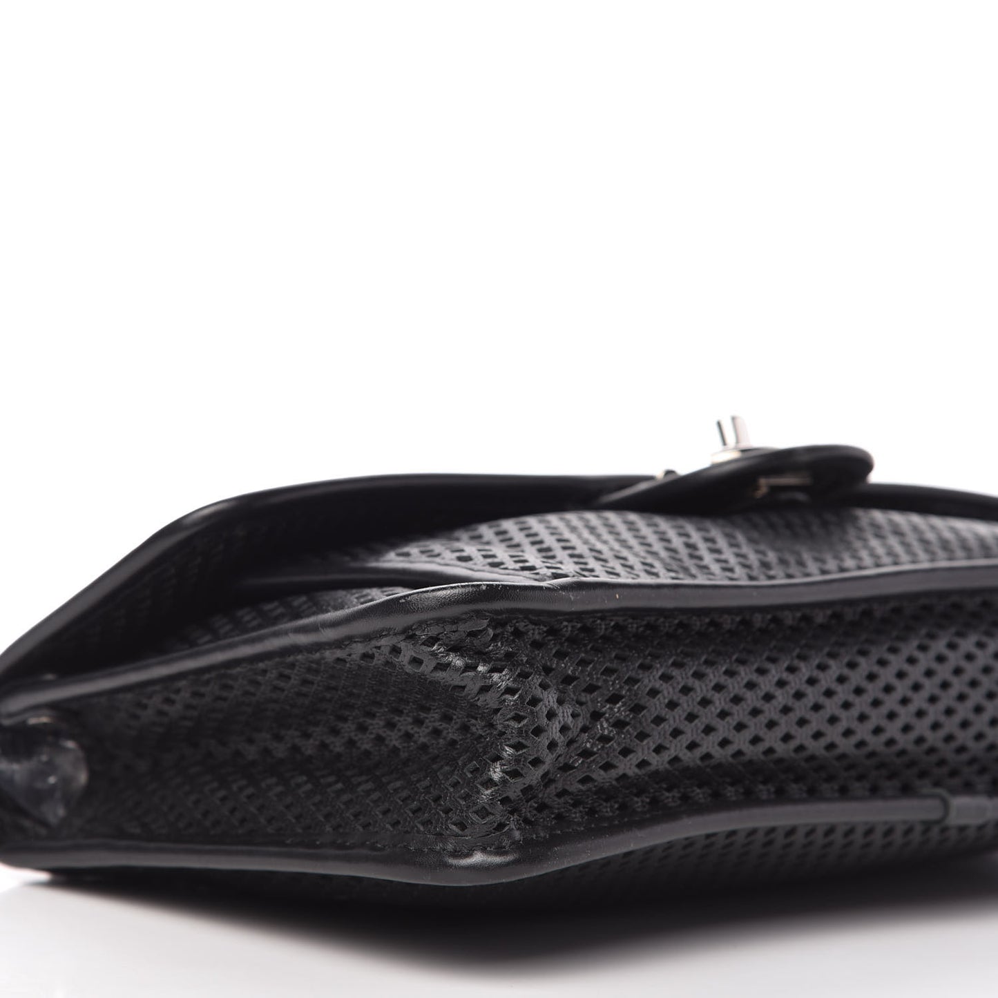 Perforated Calfskin Large Up In The Air Flap Black