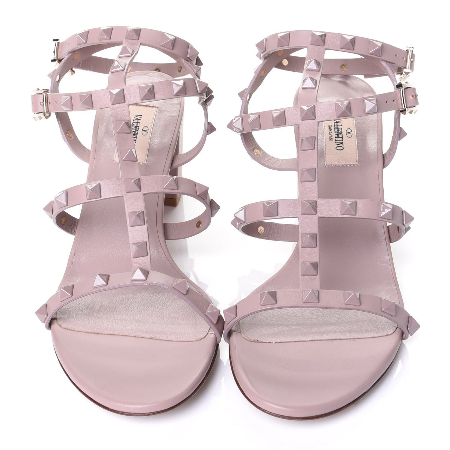Calfskin Rockstud 60mm City Sandals 40.5 Water Rose