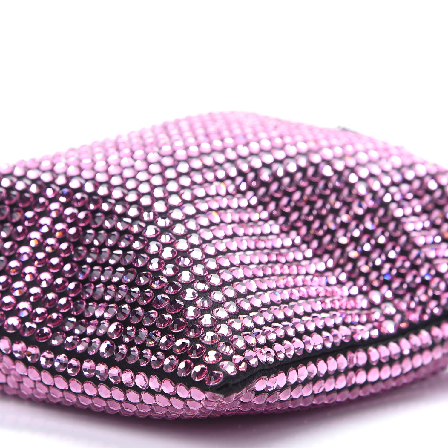 Prada Satin Crystal Metal Triangle Logo Chain Crossbody Handbag Rosa 8 of 8