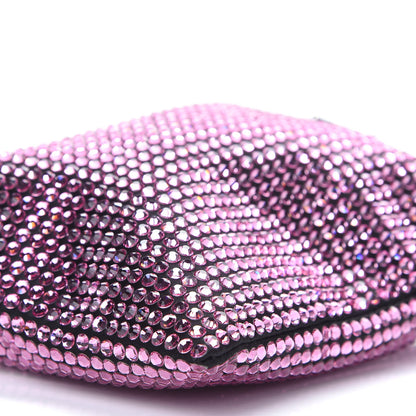 Prada Satin Crystal Metal Triangle Logo Chain Crossbody Handbag Rosa 8 of 8