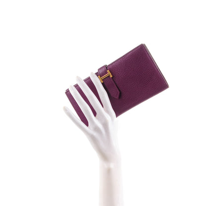 Hermes Chevre Mysore Bearn Tri-Fold Wallet Anemone 2 of 7