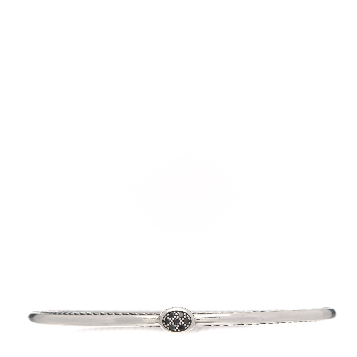 David Yurman Sterling Silver Black Diamond 3mm Oval Bracelet 1 of 3