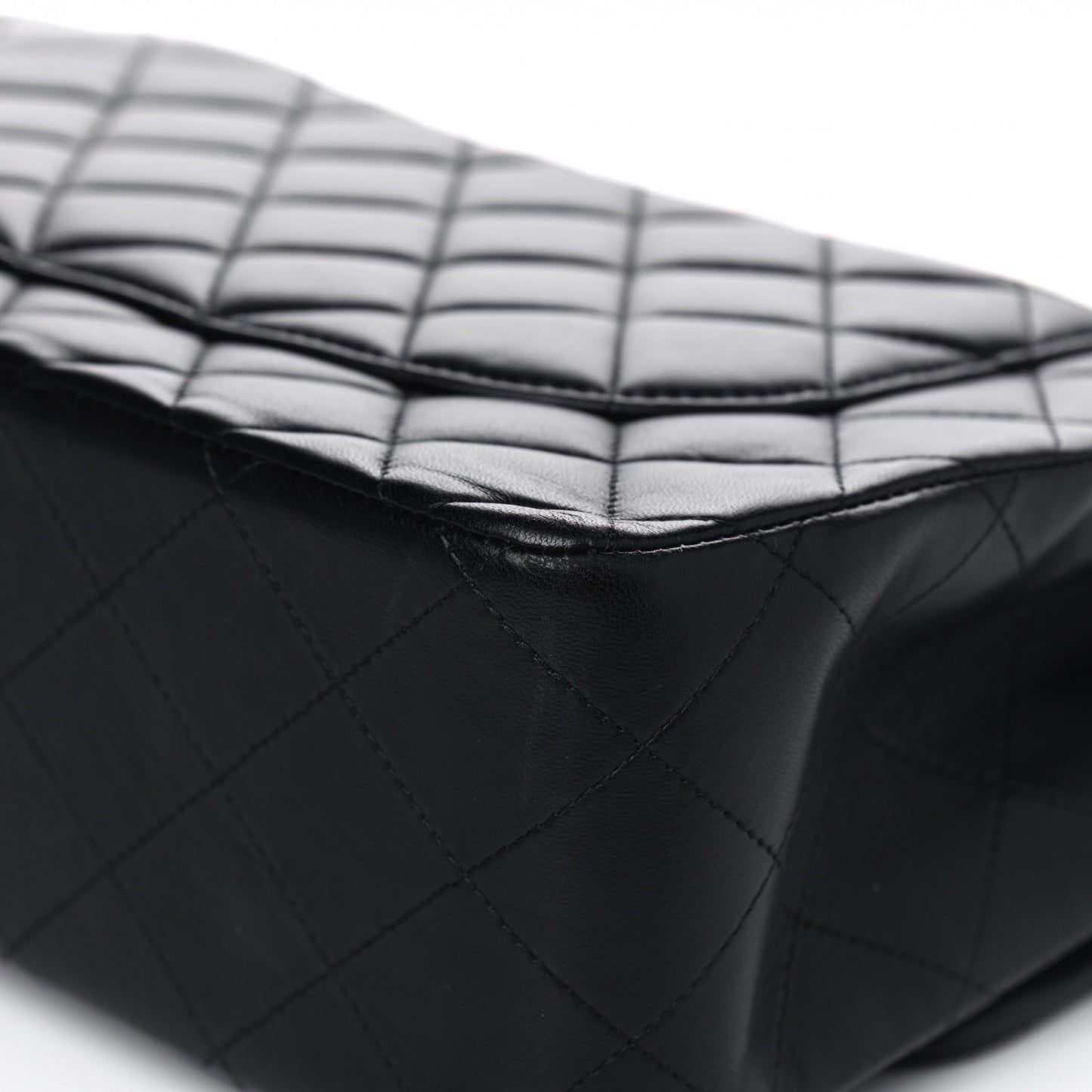 Lambskin Quilted Jumbo Double Flap Black