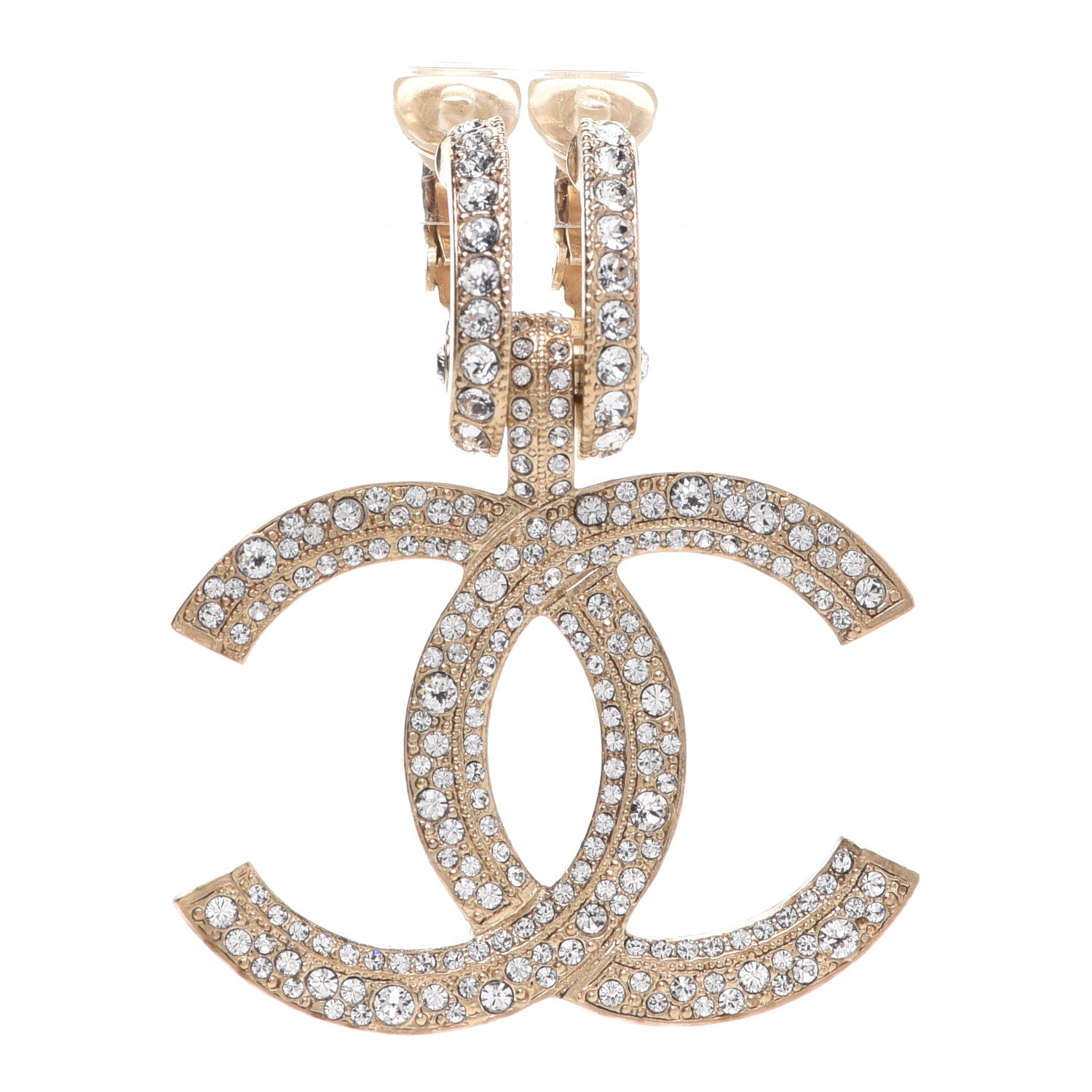 Chanel Crystal CC Single Clip On Earring Gold 1 of 6