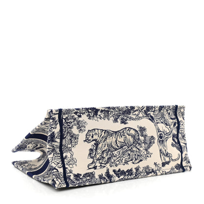 Christian Dior Canvas Embroidered Medium Dioriviera Toile De Jouy Book Tote Blue 4 of 10