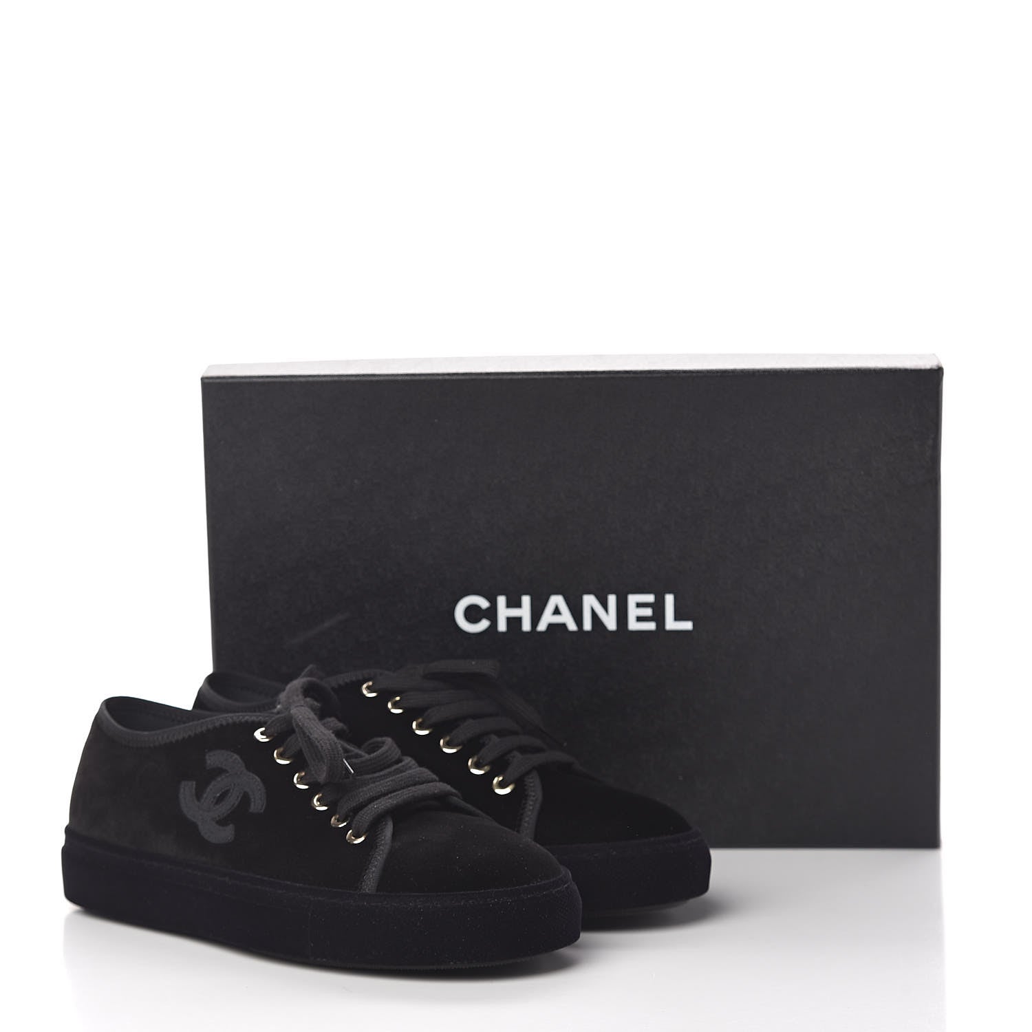 Chanel Velvet Womens CC Sneakers 36 Black 9 of 9