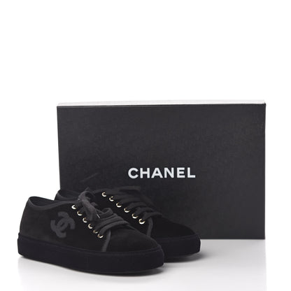 Chanel Velvet Womens CC Sneakers 36 Black 9 of 9