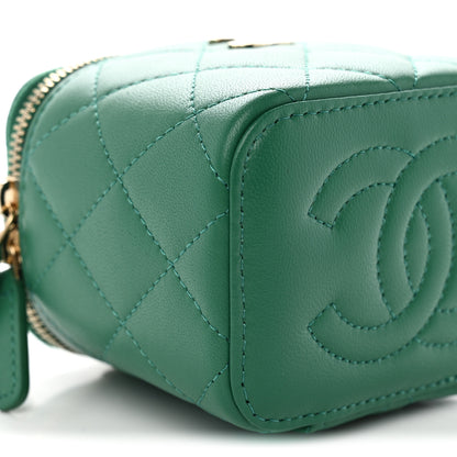 Chanel Lambskin Quilted Top Handle Mini Vanity Case With Chain Green 9 of 12
