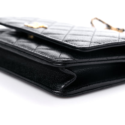 Chanel Shiny Caviar Quilted Pick Me Up Wallet On Chain WOC Black 10 of 11
