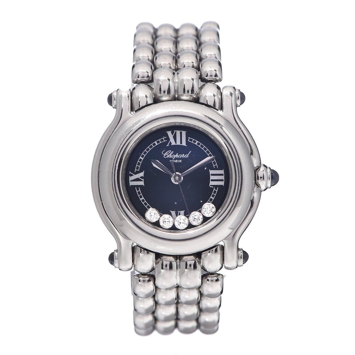 Stainless Steel 5 Diamond 26mm Happy Sport Quartz Watch Navy