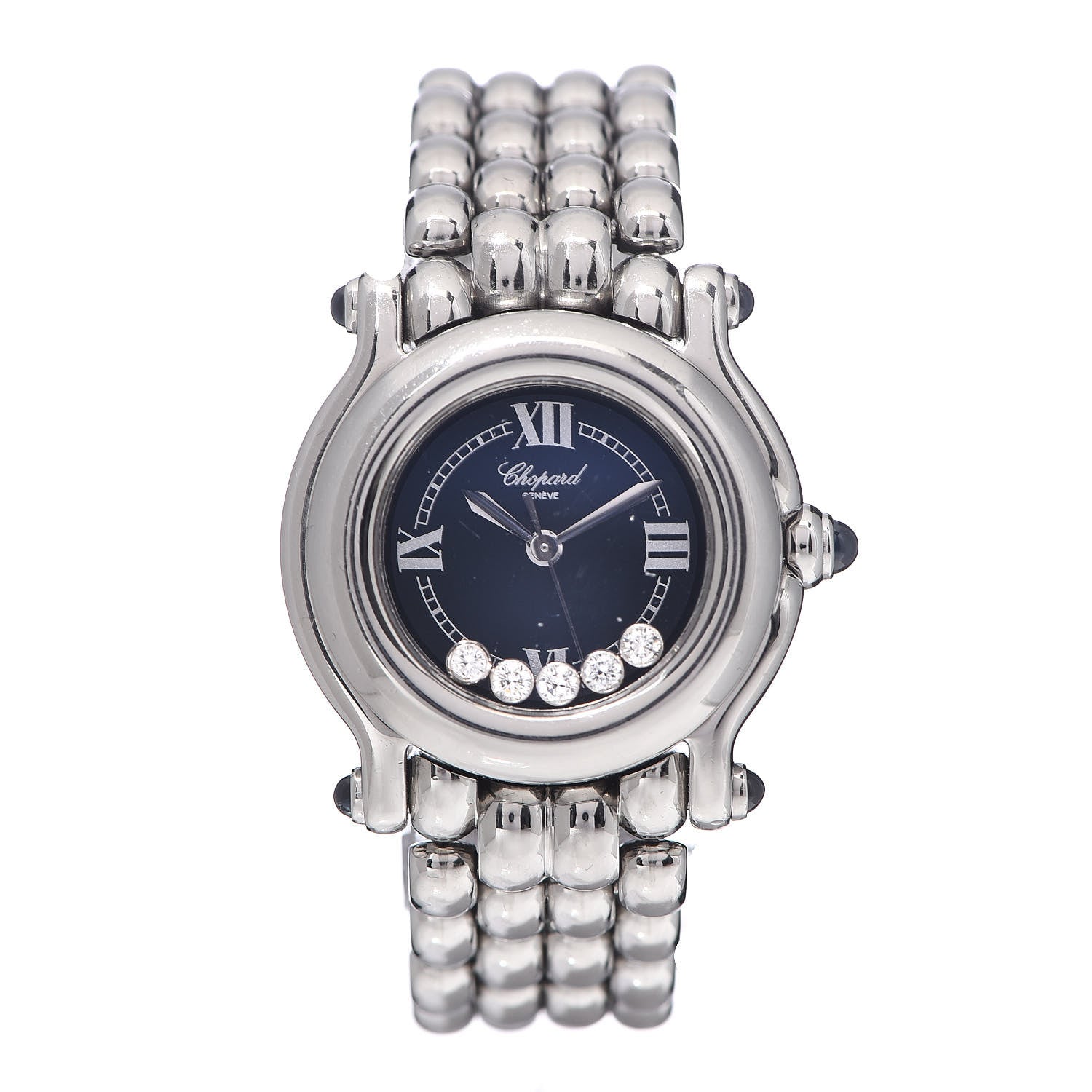 Chopard Stainless Steel 5 Diamond 26mm Happy Sport Quartz Watch Navy 1 of 6