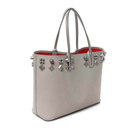 Christian Louboutin Calfskin Empire Spike Studded East West Cabata Tote Light Grey 4 of 11