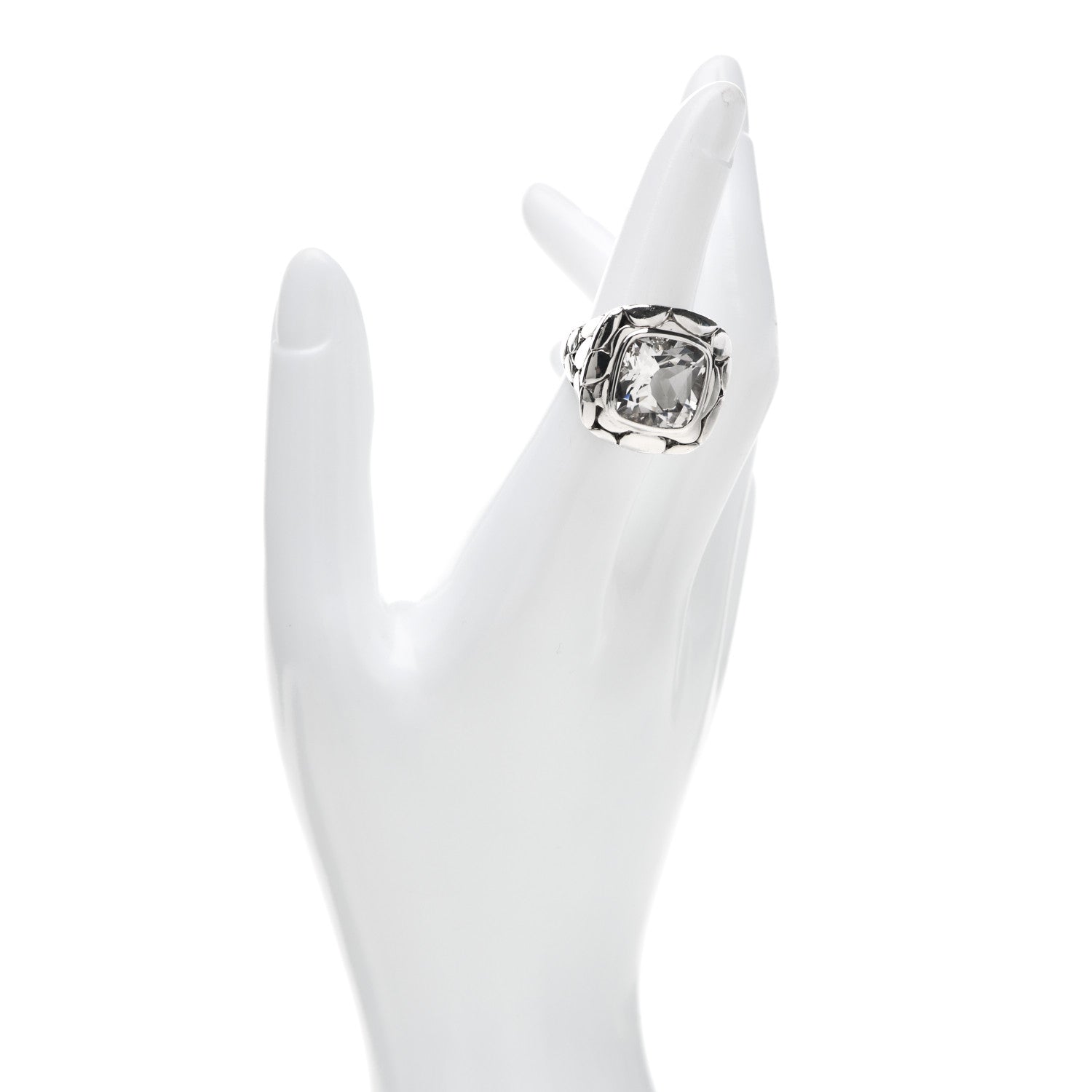 John Hardy Sterling Silver White Topaz Batu Kali Square Ring 53 6.5 2 of 6