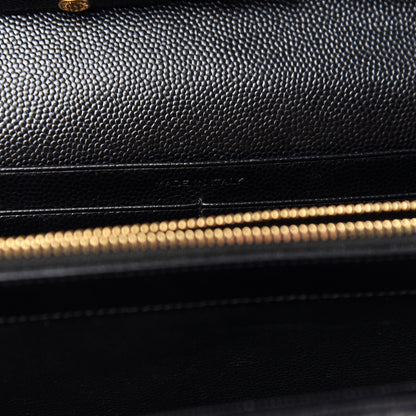 Saint Laurent Grain De Poudre Matelasse Chevron Monogram Chain Wallet Black 6 of 11