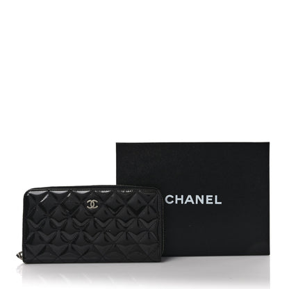 Chanel Striated Patent Zip Around Wallet Black 9 of 9