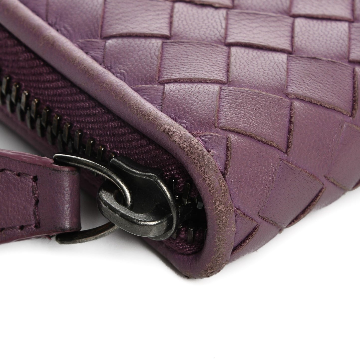 Nappa Intrecciato Zip Around Coin Purse Peony