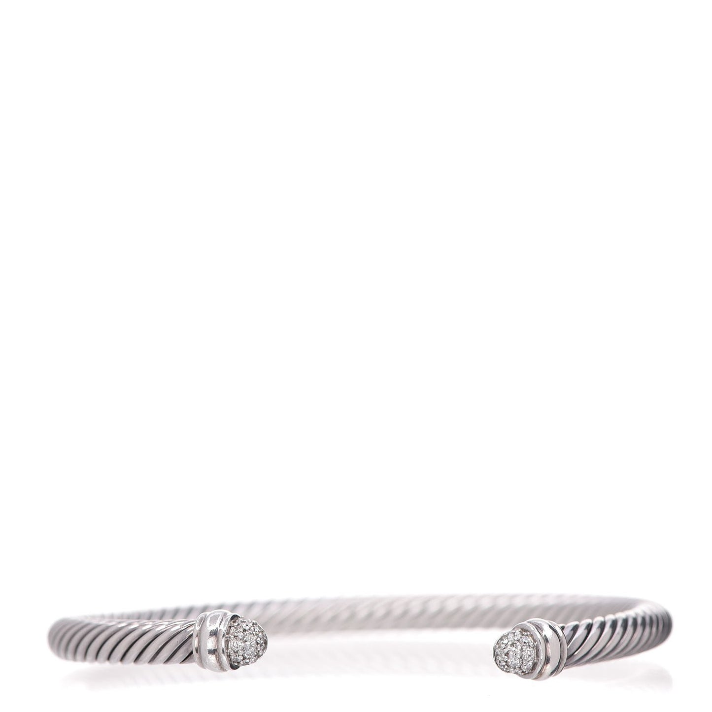 Sterling Silver Pave Diamond 5mm Cable Classics Bracelet
