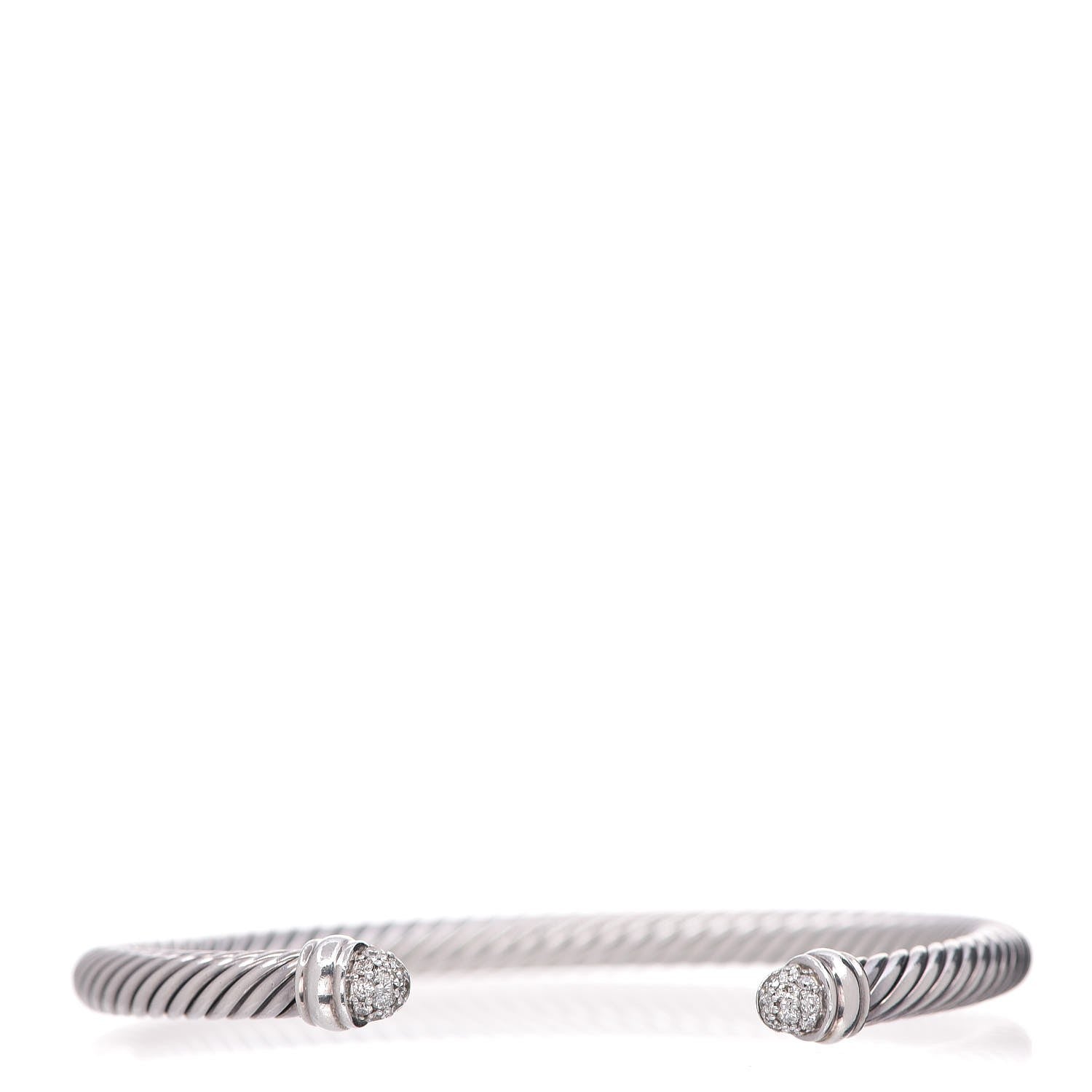 David Yurman Sterling Silver Pave Diamond 5mm Cable Classics Bracelet 1 of 4