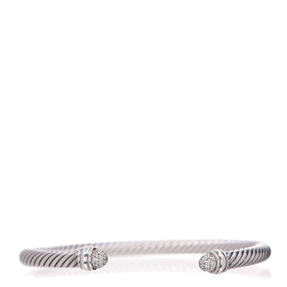 David Yurman Sterling Silver Pave Diamond 5mm Cable Classics Bracelet 1 of 4