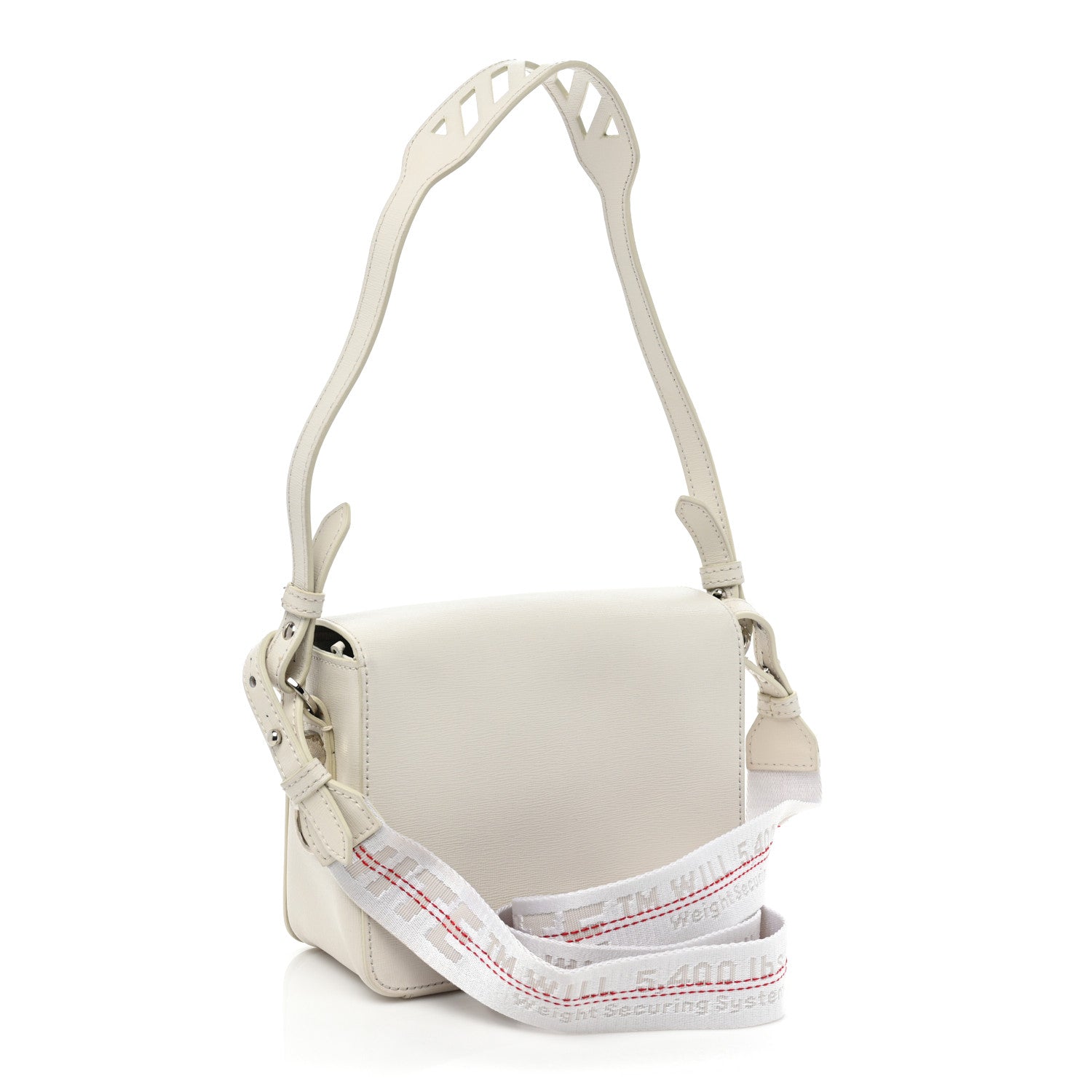 Off-White Calfskin Diag Flap Bag White Black 3 of 18