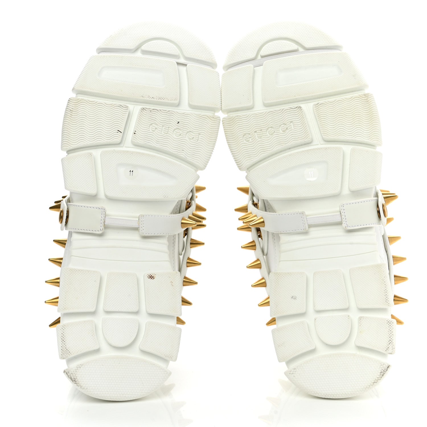 Gucci X SEGA Technical Canvas Calfskin Removable Studs Mens Flashtrek Sneakers 11 Great White 5 of 8