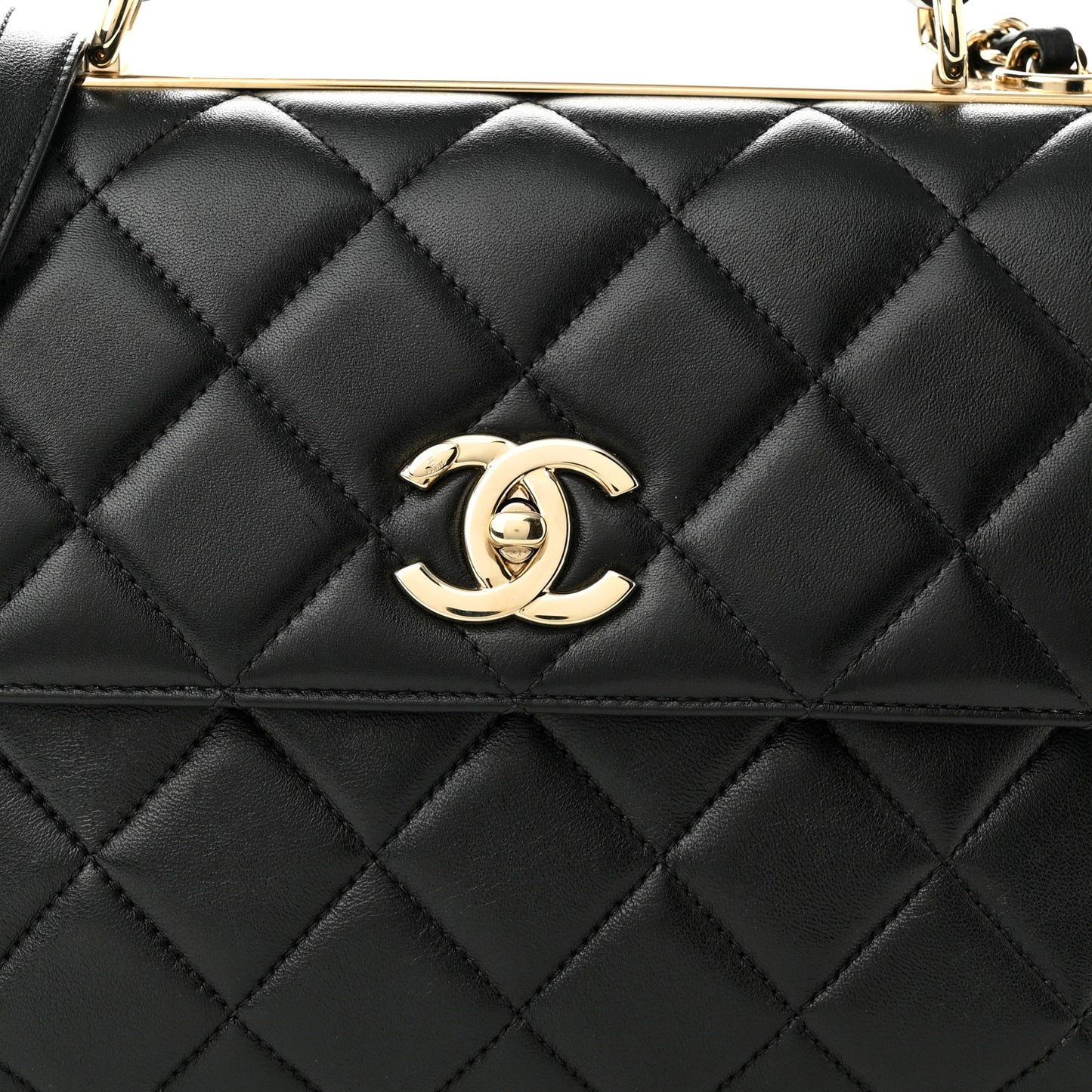 Lambskin Quilted Small Trendy CC Dual Handle Flap Bag Black