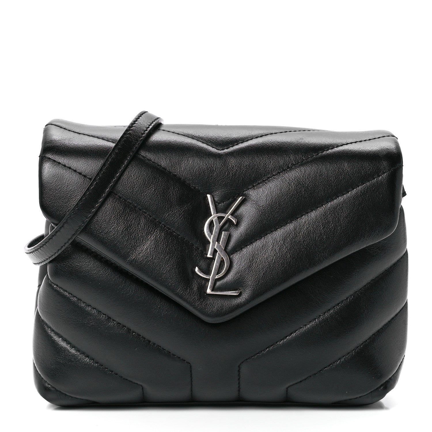 Saint Laurent Calfskin Y Quilted Monogram Toy Loulou Crossbody Bag Black 1 of 12