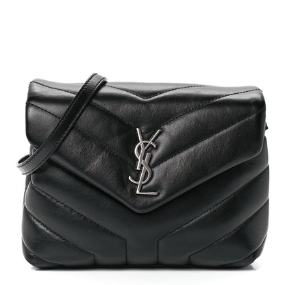 Saint Laurent Calfskin Y Quilted Monogram Toy Loulou Crossbody Bag Black 1 of 12