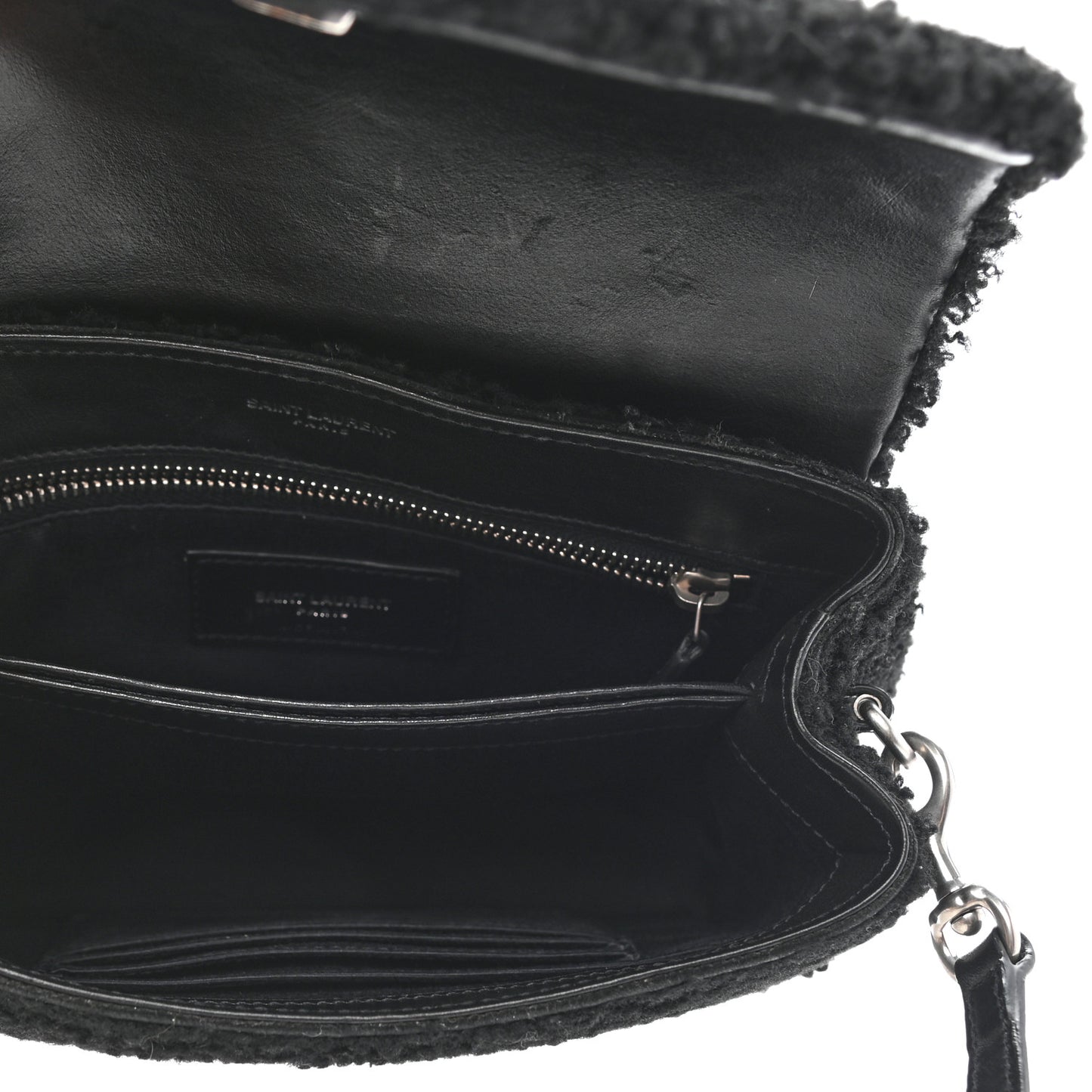 Shearling Toy Loulou Shoulder Bag Black