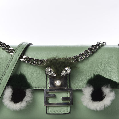 Fendi Nappa Rabbit Fox Fur Micro Buggie Baguette Verde Acqua 9 of 9