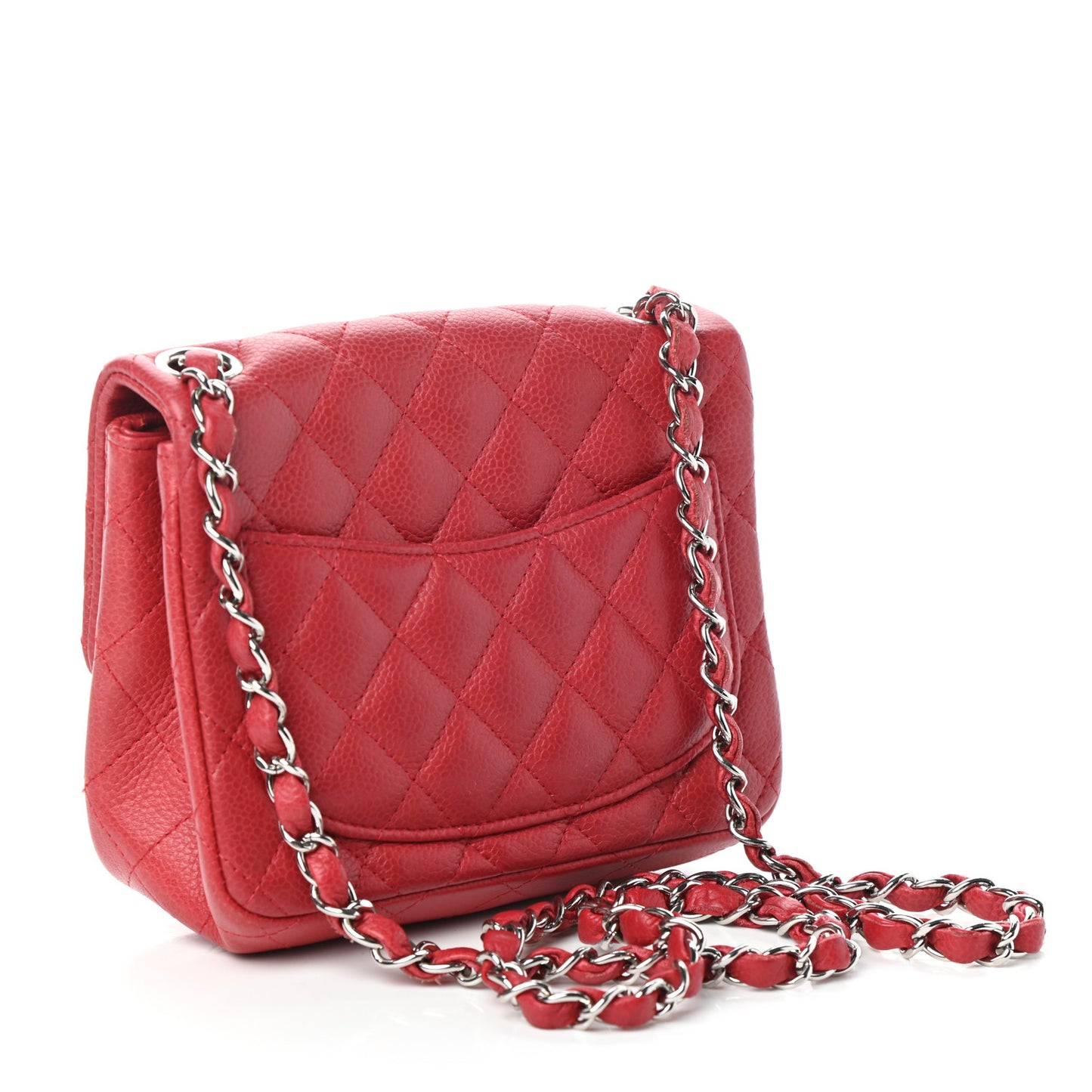 Caviar Quilted Mini Square Flap Red