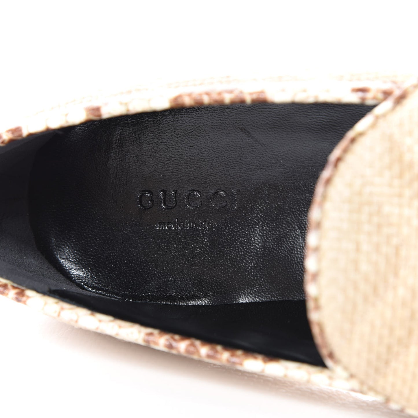 Raffia Elaphe Matelasse Horsebit Womens Jordaan Loafers 37.5 Natural Cream Brown