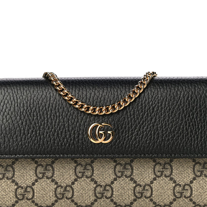 Gucci Dollar Calfskin GG Supreme Monogram Petite GG Marmont Wallet Chain Bag Black Beige Ebony 6 of 9