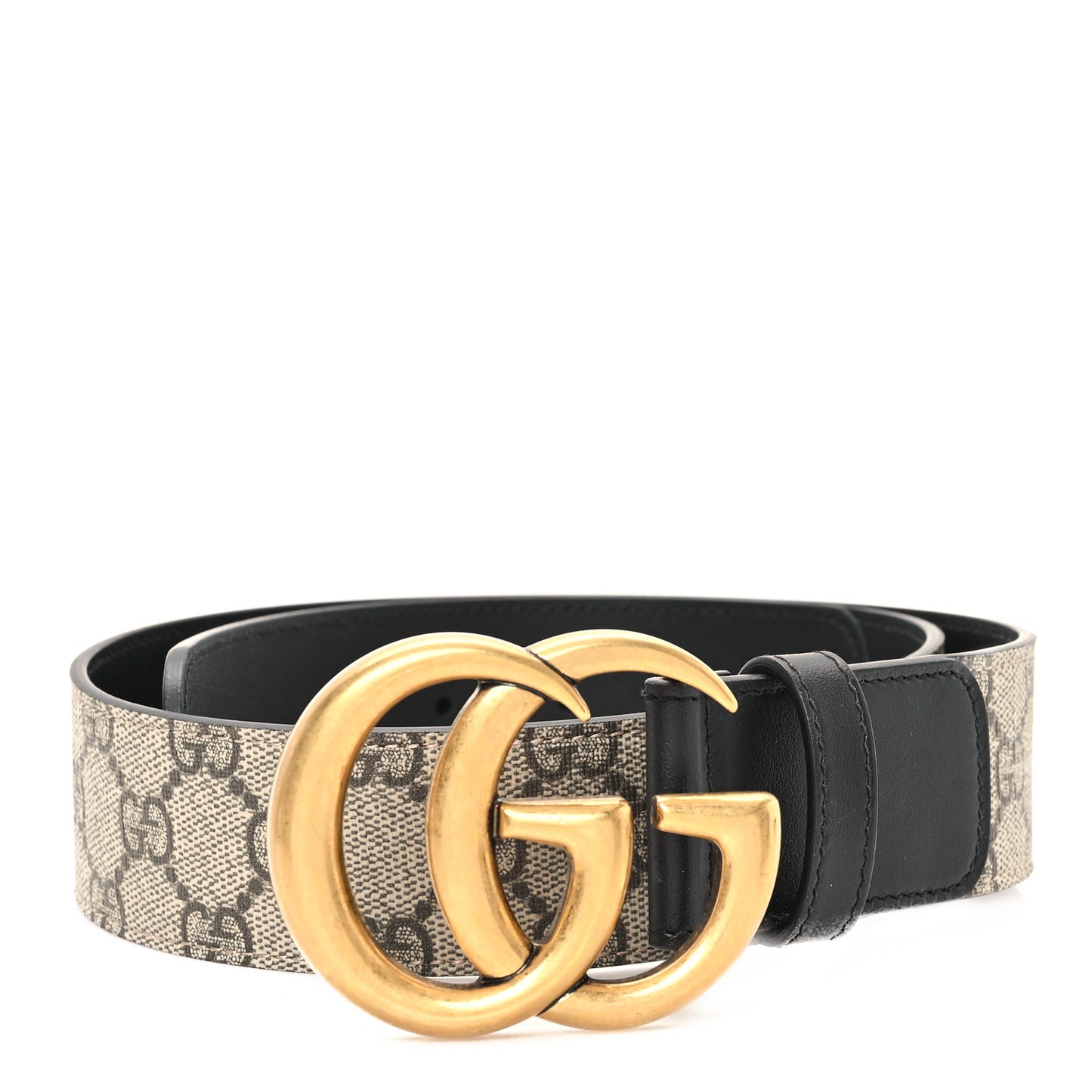 GG Supreme Monogram Matte Plutone Calfskin Double G 40mm Belt 75 30 Beige Ebony Black