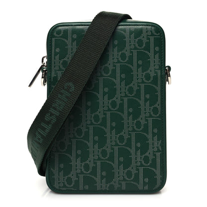 Christian Dior Calfskin Oblique Galaxy Perforated World Tour Messenger Pouch Green White 1 of 10
