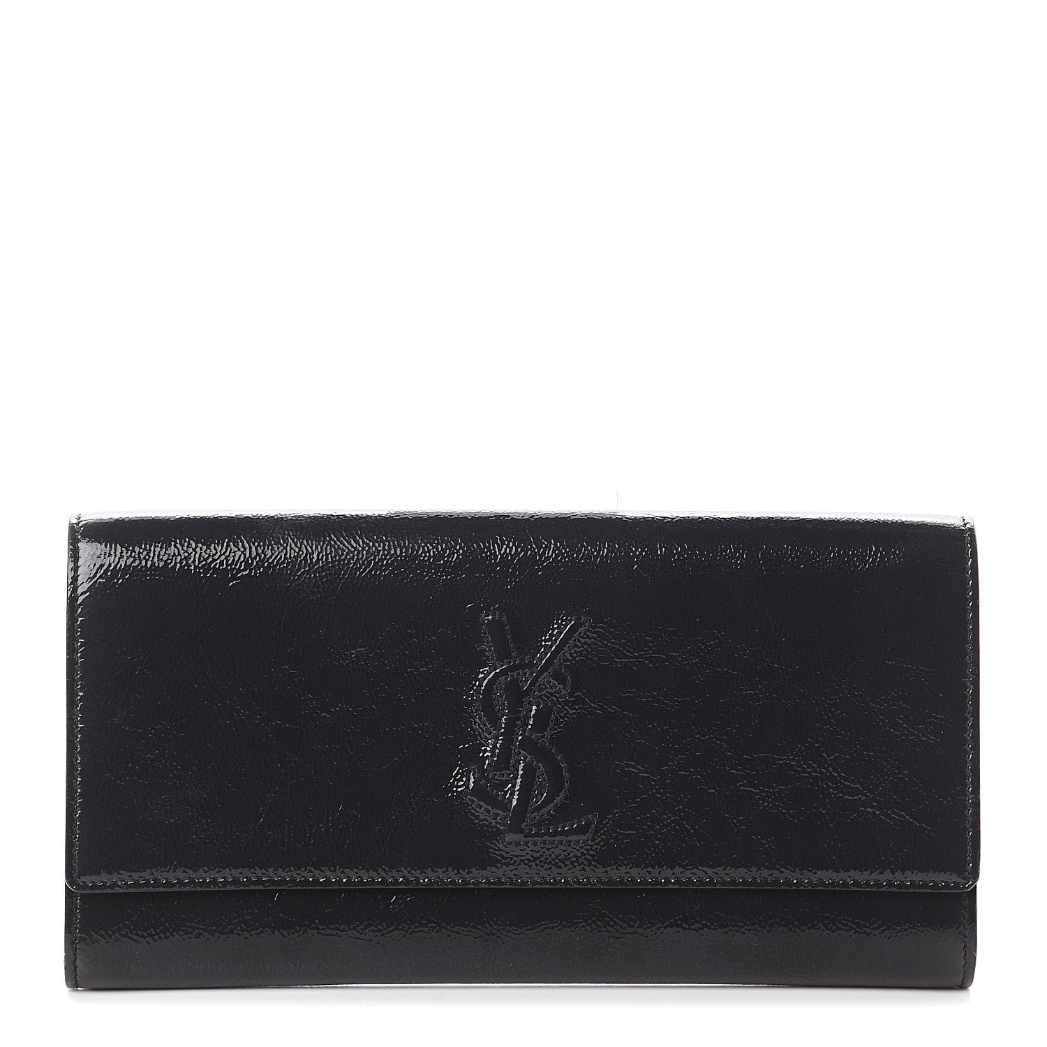 Saint Laurent Textured Patent Monogram Small Belle De Jour Clutch Navy 1 of 5