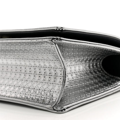Christian Dior Metallic Patent Micro-Cannage Small Diorama Flap Bag Silver 9 of 10