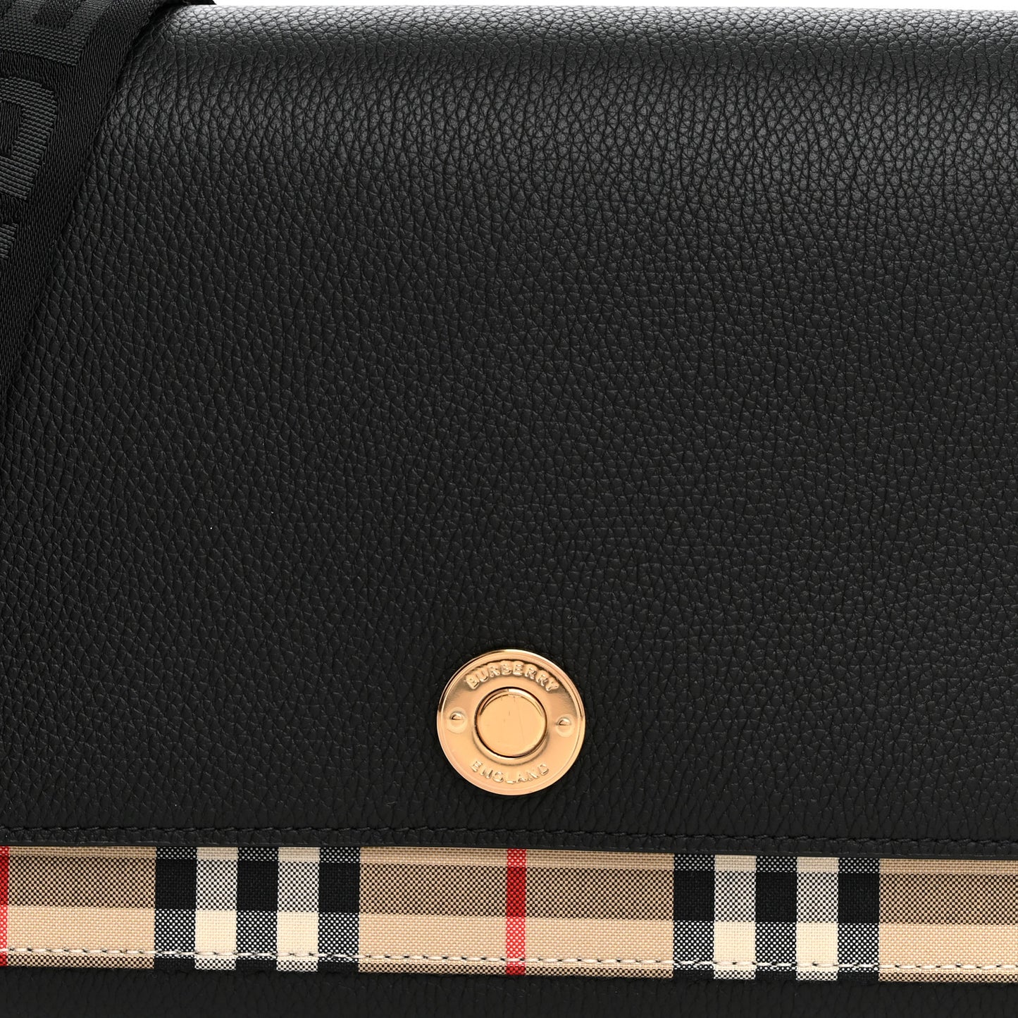 Grainy Calfskin Vintage Check Note Crossbody Bag Black
